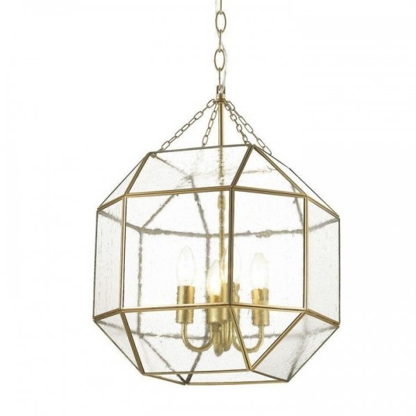 Подвесной светильник Glass & Metal Cage Pendant Gold 4 Глянцевое золото в Омске | Loft Concept 