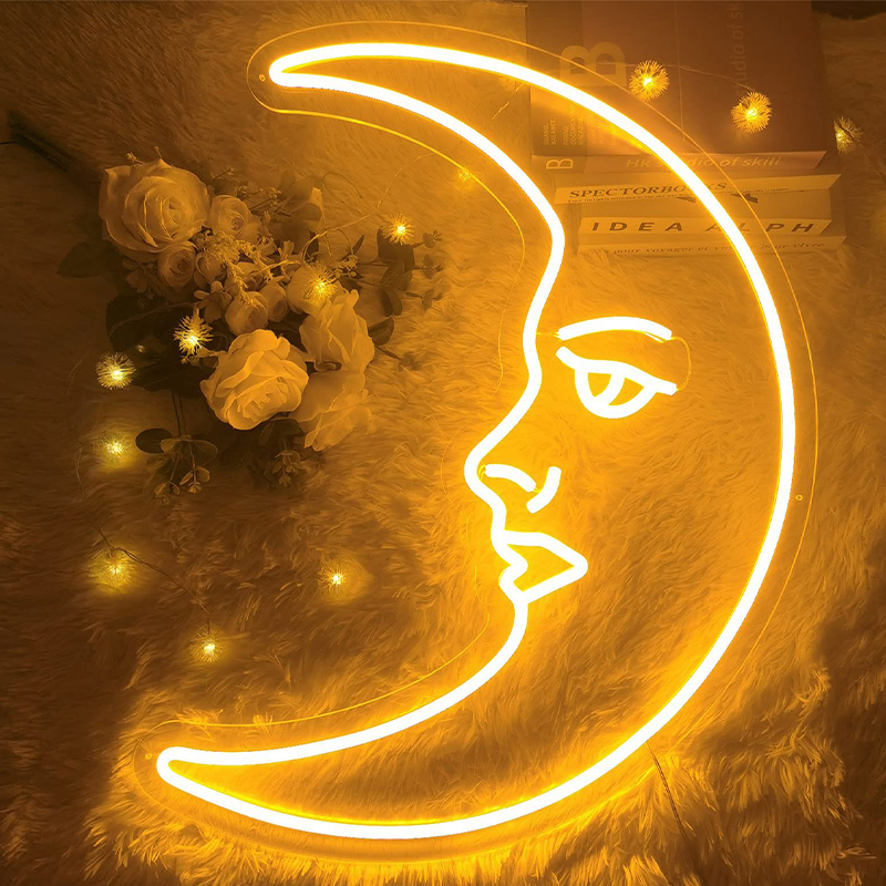 Неоновая настенная лампа Crescent Moon Neon Wall Lamp Прозрачный Желтый в Омске | Loft Concept 