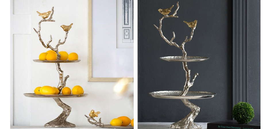 Блюдо двухъярусное Birds on Branches silver Блюдо двухъярусное Birds on Branches silver - Loft-Concept в Омске