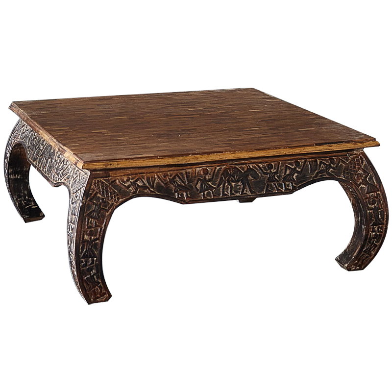 Кофейный стол из массива тропического дерева Aalia Grey mango Coffee Table Коричневый в Омске | Loft Concept 