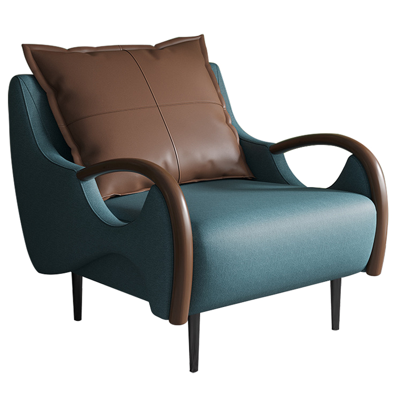 Кресло Oliwier Blue Armchair Синий Коричневый в Омске | Loft Concept 