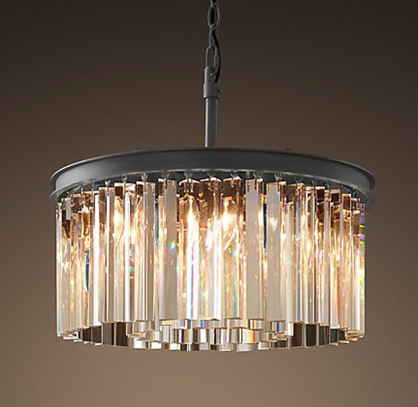 Люстра RH Rhys Clear Glass Prism Round Chandelier 40 Черный в Омске | Loft Concept 