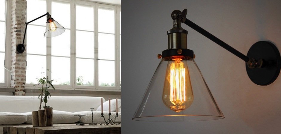 Бра Gloce Cone Shade Loft Industrial Glass Бра Gloce Cone Shade Loft Industrial Glass - Loft-Concept в Омске