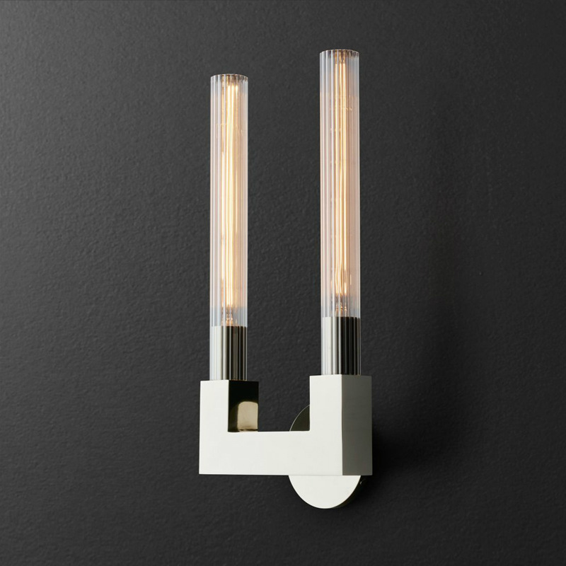 Бра RH CANNELLE wall lamp DOUBLE Sconces Chrome Хром Прозрачное Стекло в Омске | Loft Concept 