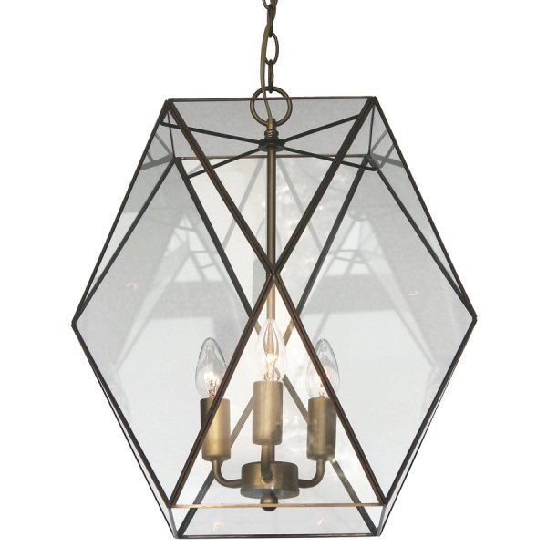 Подвесной светильник Rombius Pendant large III clear glass Латунь Античная полированная в Омске | Loft Concept 