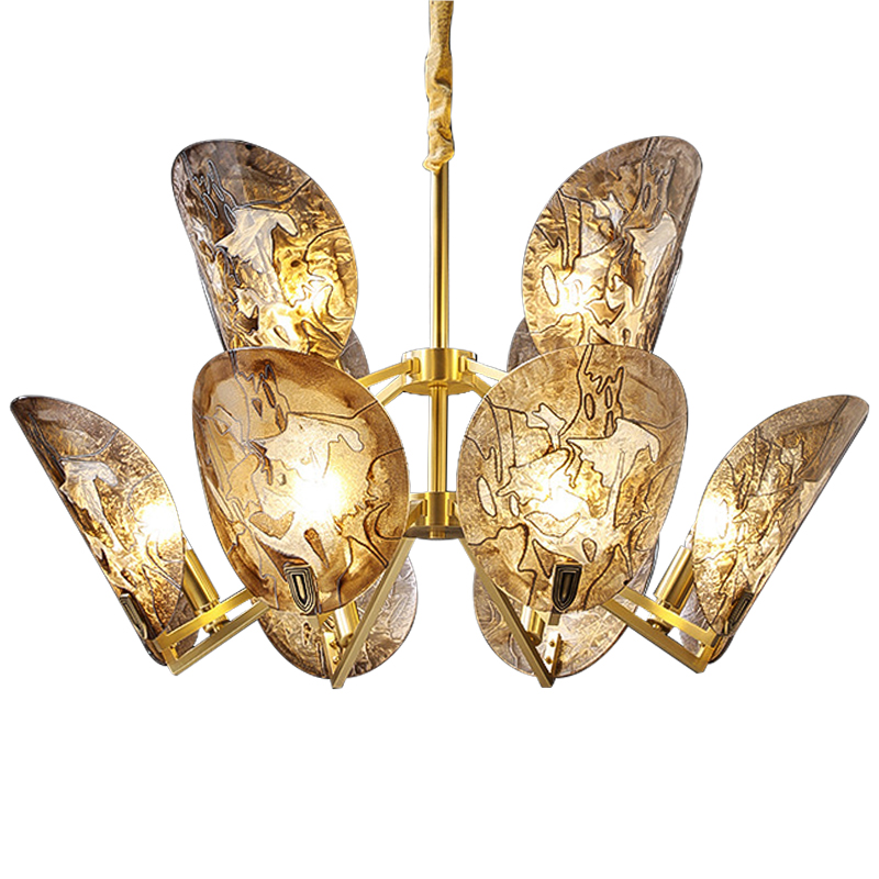 Люстра RIFFLE с узором по технике «Морозная роспись" 12 Коричневый Латунь в Омске | Loft Concept 