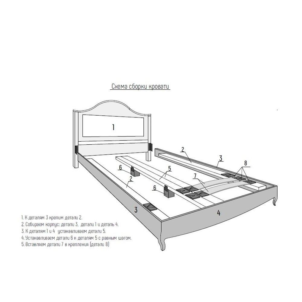 Кровать из массива бука с жёстким изголовьем Tasteful Furniture в Омске