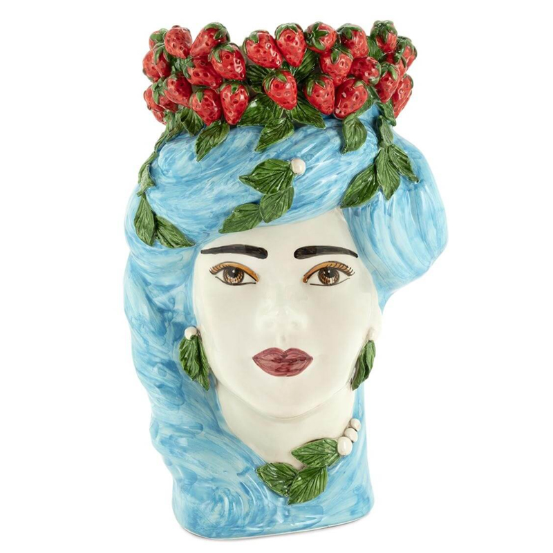 Ваза VASE STRAWBERRIES HEAD LADY BIG Blue Красный Голубой в Омске | Loft Concept 