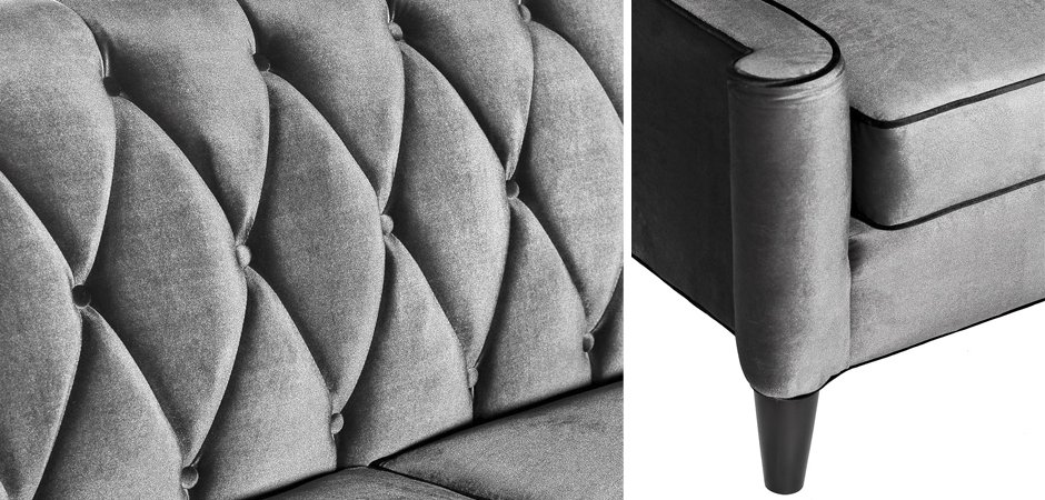Диван Armen Living Barrister Gray Velvet Диван Armen Living Barrister Gray Velvet - Loft-Concept в Омске