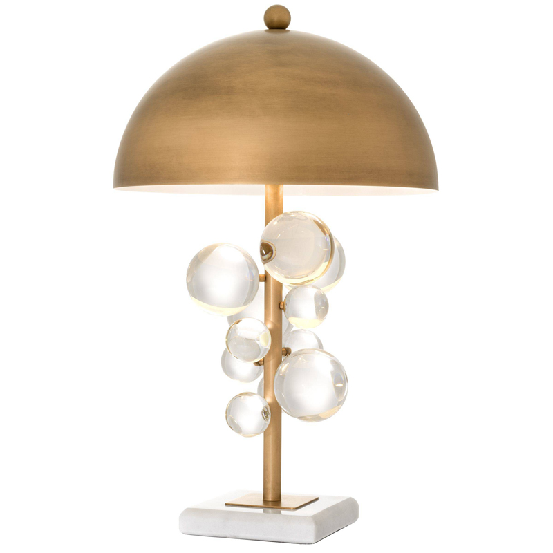 Настольная лампа Eichholtz Table Lamp Floral Латунь Античная полированная Прозрачное Стекло Белый в Омске | Loft Concept 