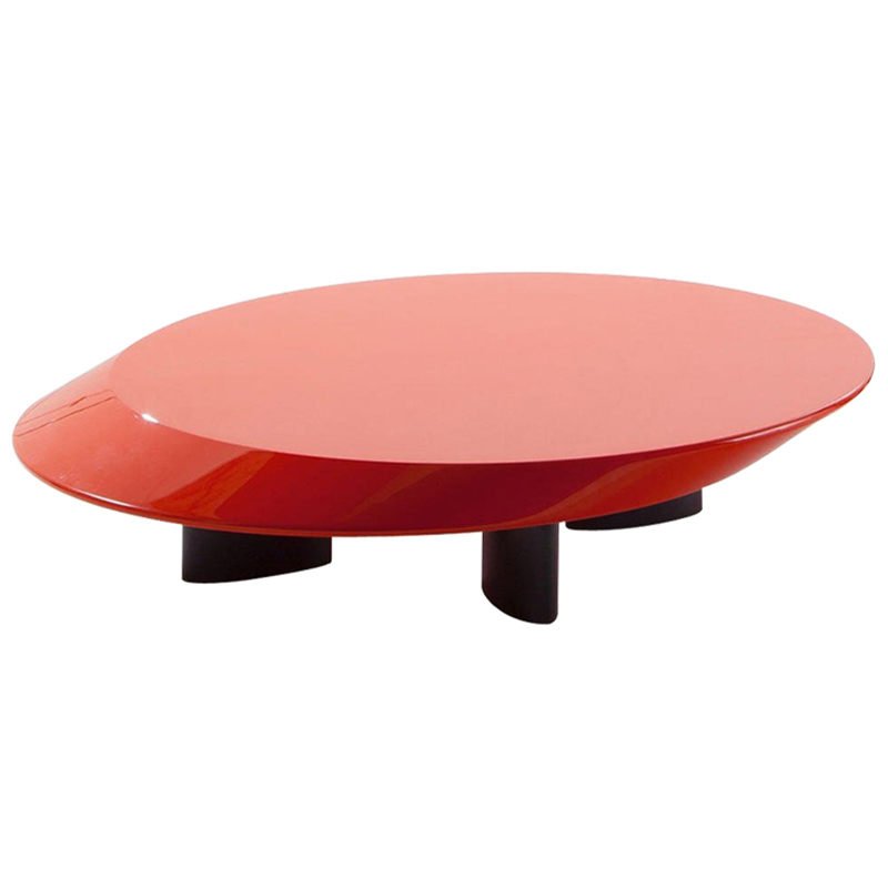 Кофейный стол Ellipse Red Glossy Coffee Table Красный Черный в Омске | Loft Concept 