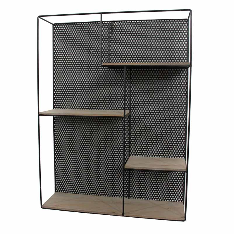 Полка Perforation Loft Rectangle Shelf Бежево-серый Черный в Омске | Loft Concept 