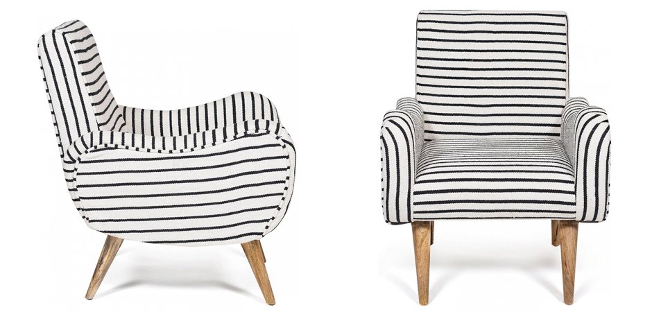 Кресло с подлокотниками Black and White Stripes Кресло с подлокотниками Black and White Stripes - Loft-Concept в Омске