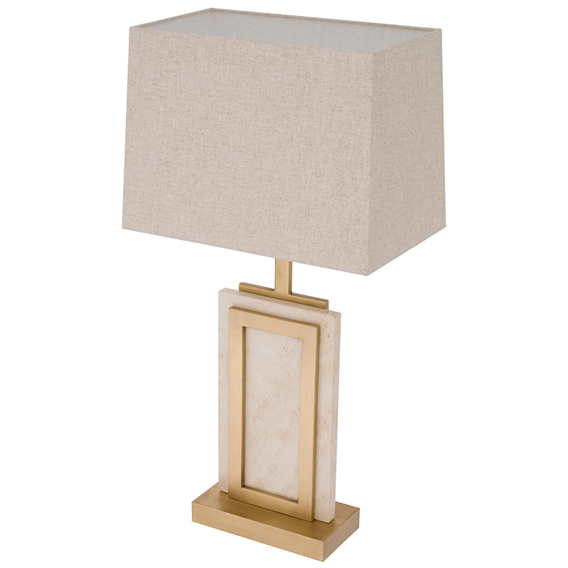 Настольная лампа Eichholtz Table Lamp Murray Travertine Бежевый Латунь в Омске | Loft Concept 