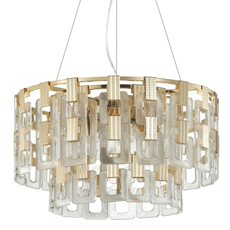 Люстра Ribbed Elements Pendant Round 52 Золотой Прозрачное Стекло в Омске | Loft Concept 