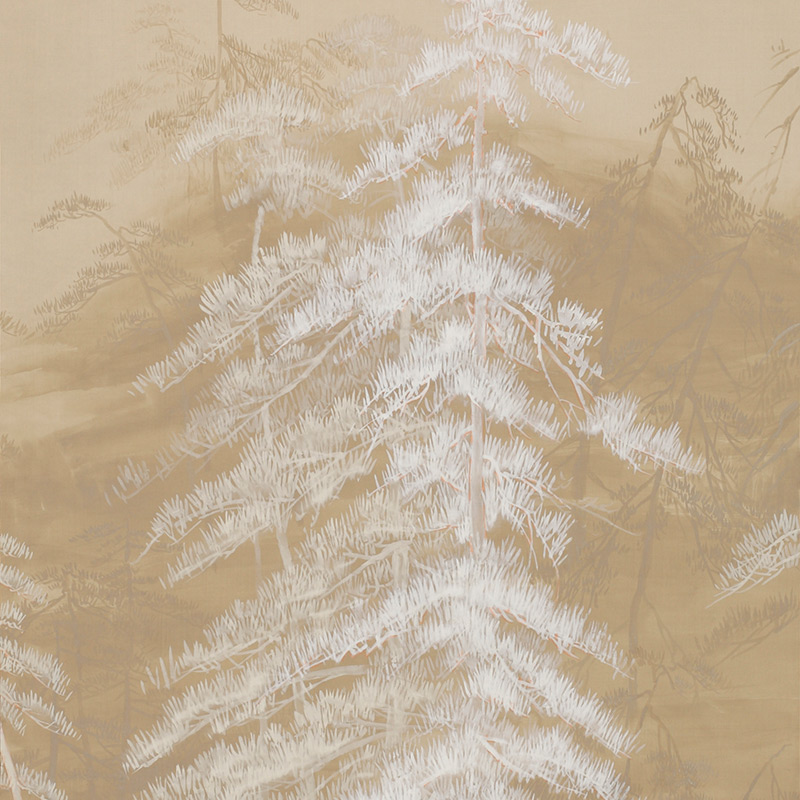 Обои ручная роспись Abstract Pines Original colourway on Stone Ochre dyed silk Обои ручная роспись Abstract Pines Original colourway on Stone Ochre dyed silk в Омске | Loft Concept