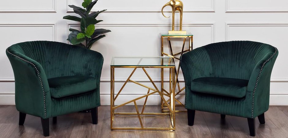 Приставной стол Serene Furnishing Gold Clear Glass Top Side Table Приставной стол Serene Furnishing Gold Clear Glass Top Side Table - Loft-Concept в Омске