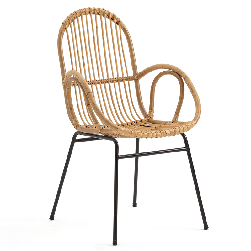 Стул Lucca Wicker Chair Бежевый Черный в Омске | Loft Concept 