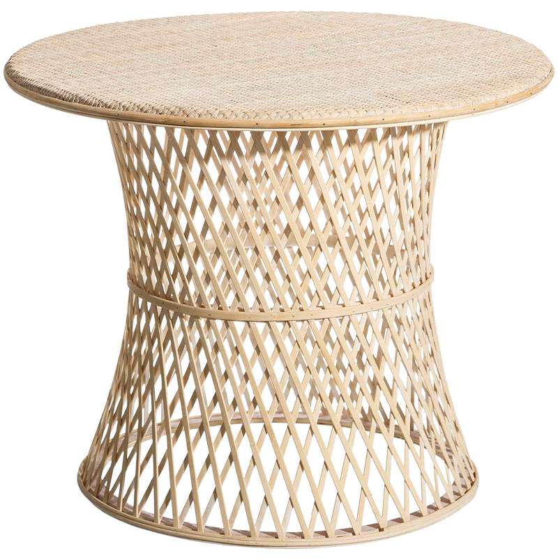 Круглый приставной стол из бамбука Woven Bamboo Side Table Бежевый в Омске | Loft Concept 