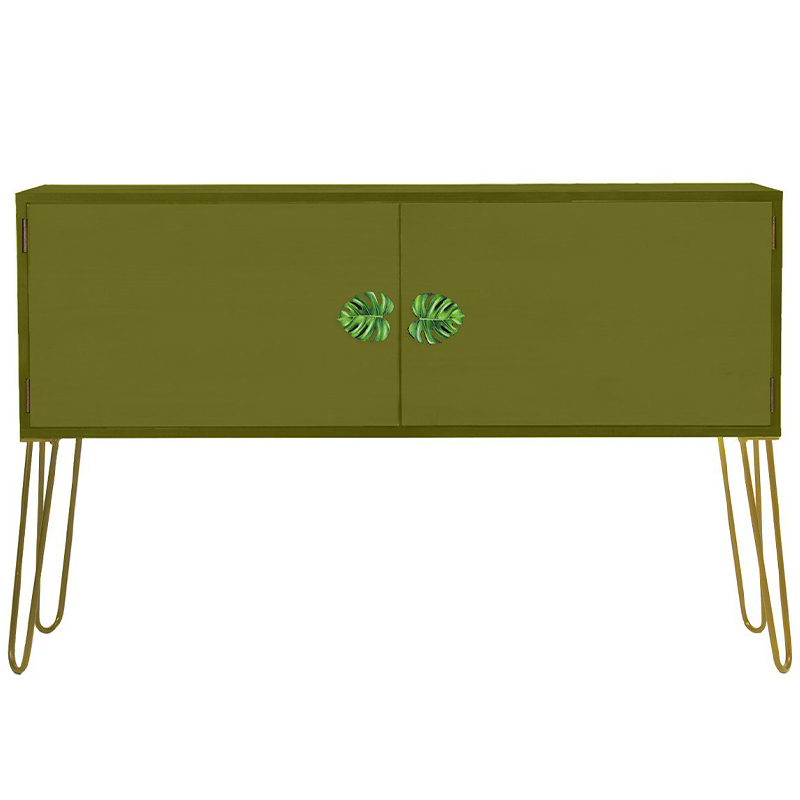 Комод длинный Monstera Green Chest of Drawers Зеленый Оливковый в Омске | Loft Concept 