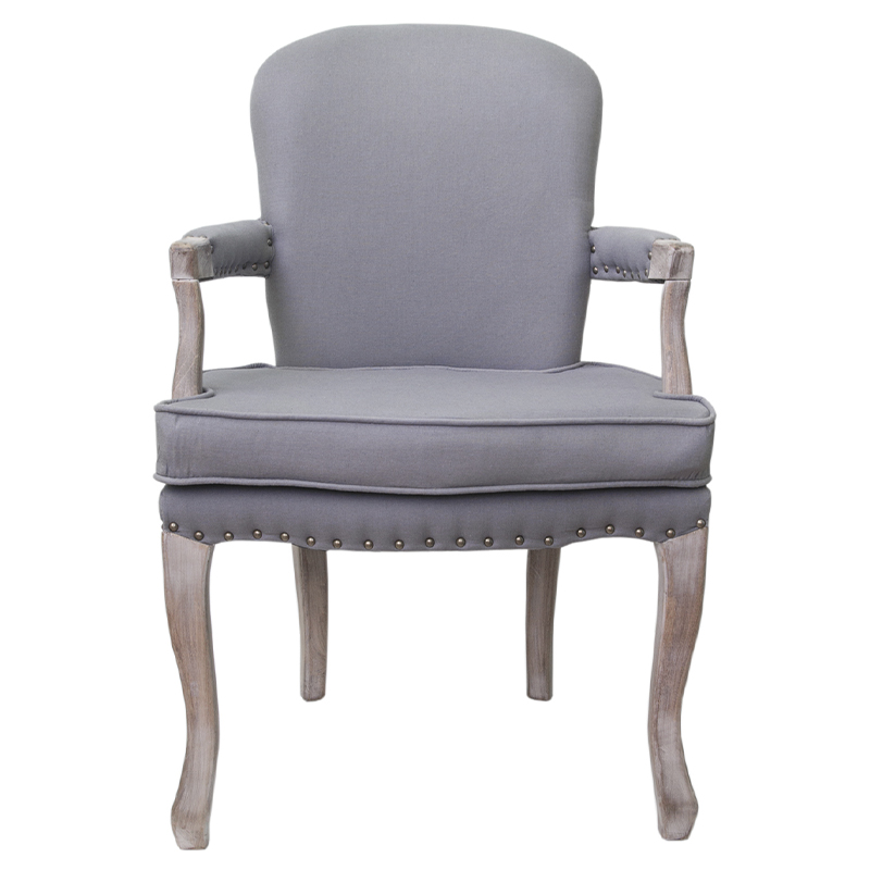 Кресло Aubrey Classical Armchair grey flax Серый Коричневый в Омске | Loft Concept 