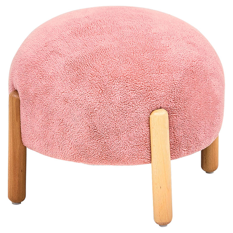 Пуф круглый на деревянных ножках Ralfie Pouf Pink Розовый Древесина в Омске | Loft Concept 