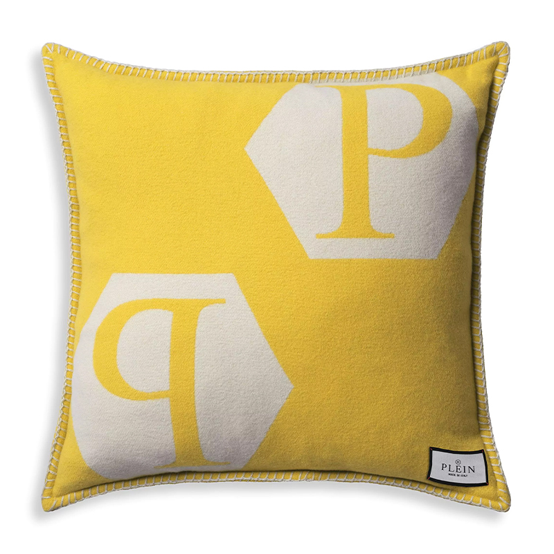 Подушка Philipp Plein Cushion Cashmere Yellow Желтый Белый в Омске | Loft Concept 