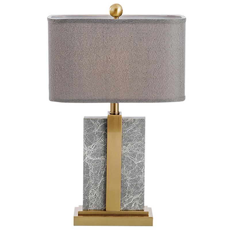 Настольная лампа Marble Brass Grey Table Lamp Серый Латунь в Омске | Loft Concept 