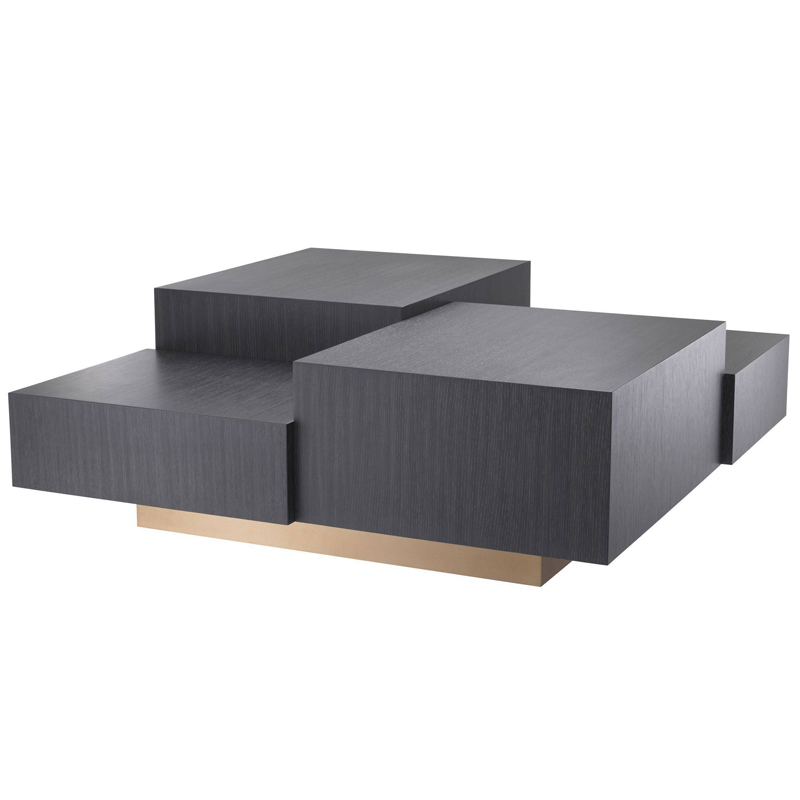 Кофейный стол Eichholtz Coffee Table Nerone Дерево Темно-Серый Матовая латунь в Омске | Loft Concept 