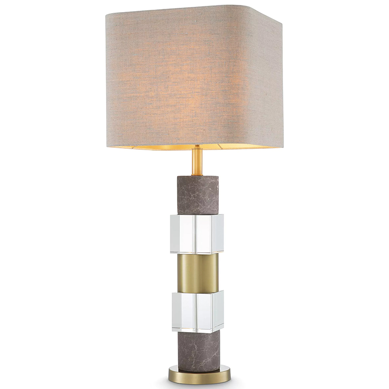 Настольная лампа Eichholtz Table Lamp Cullingham Grey Marble Латунь Прозрачное Стекло Серый Бежево-серый в Омске | Loft Concept 