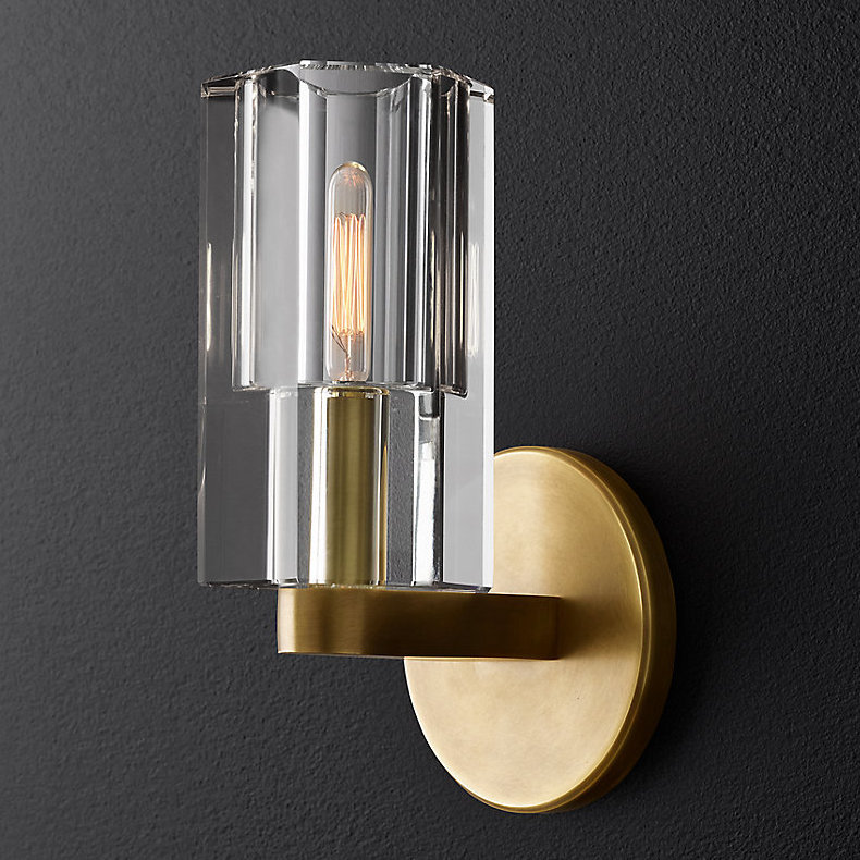 Бра Restoration Hardware Arcachon Single Sconce Прозрачное Стекло Латунь в Омске | Loft Concept 