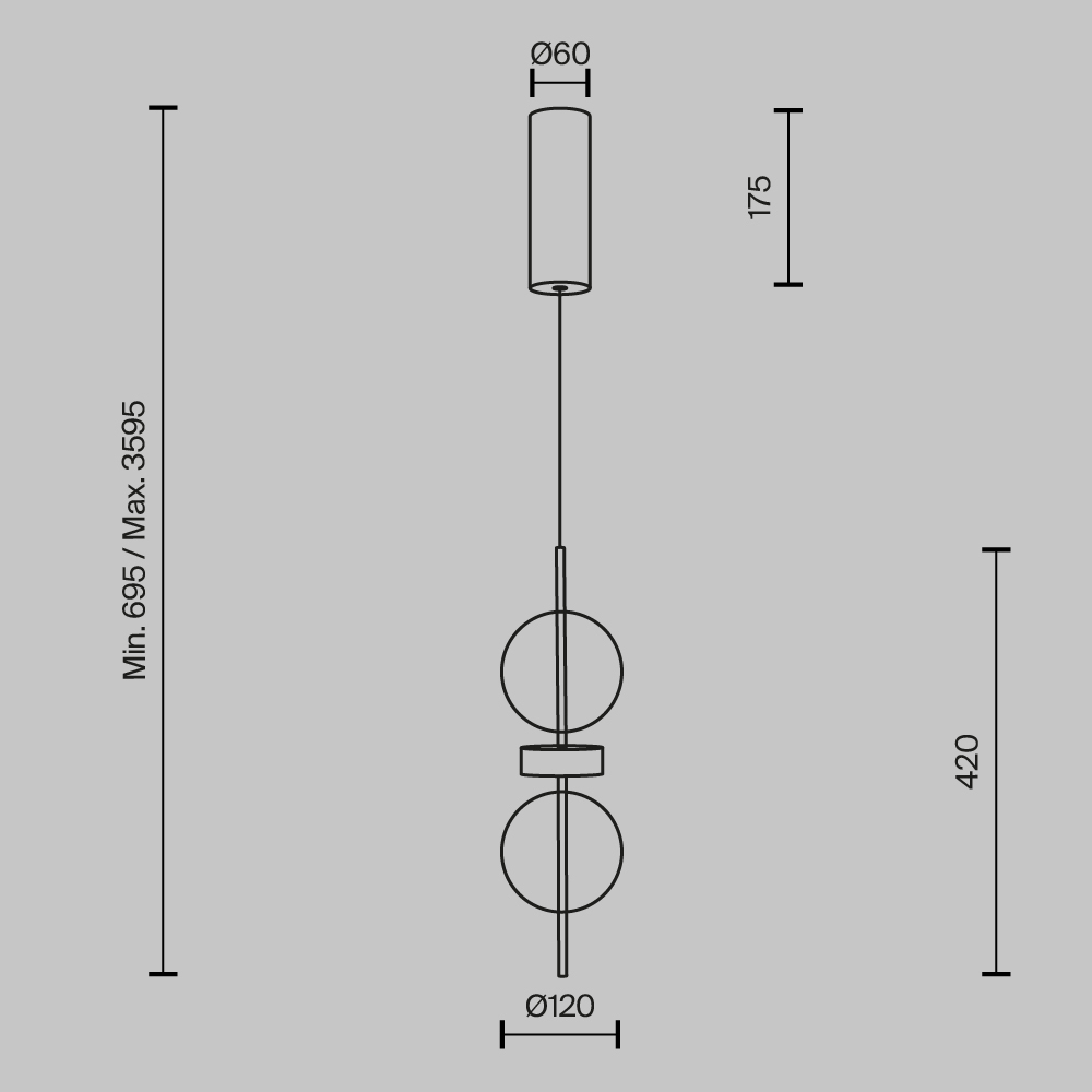 Подвесной светильник с плафоном из стекла с зеркальным градиентом Double Moon в Омске