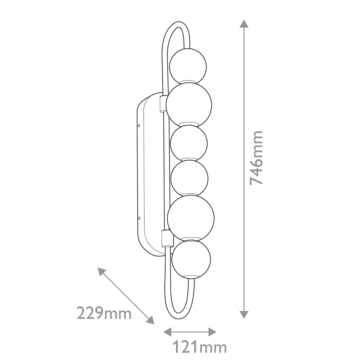 Бра цвета латунь с 6-ю рифлеными плафонами шаровидной формы Alora в Омске