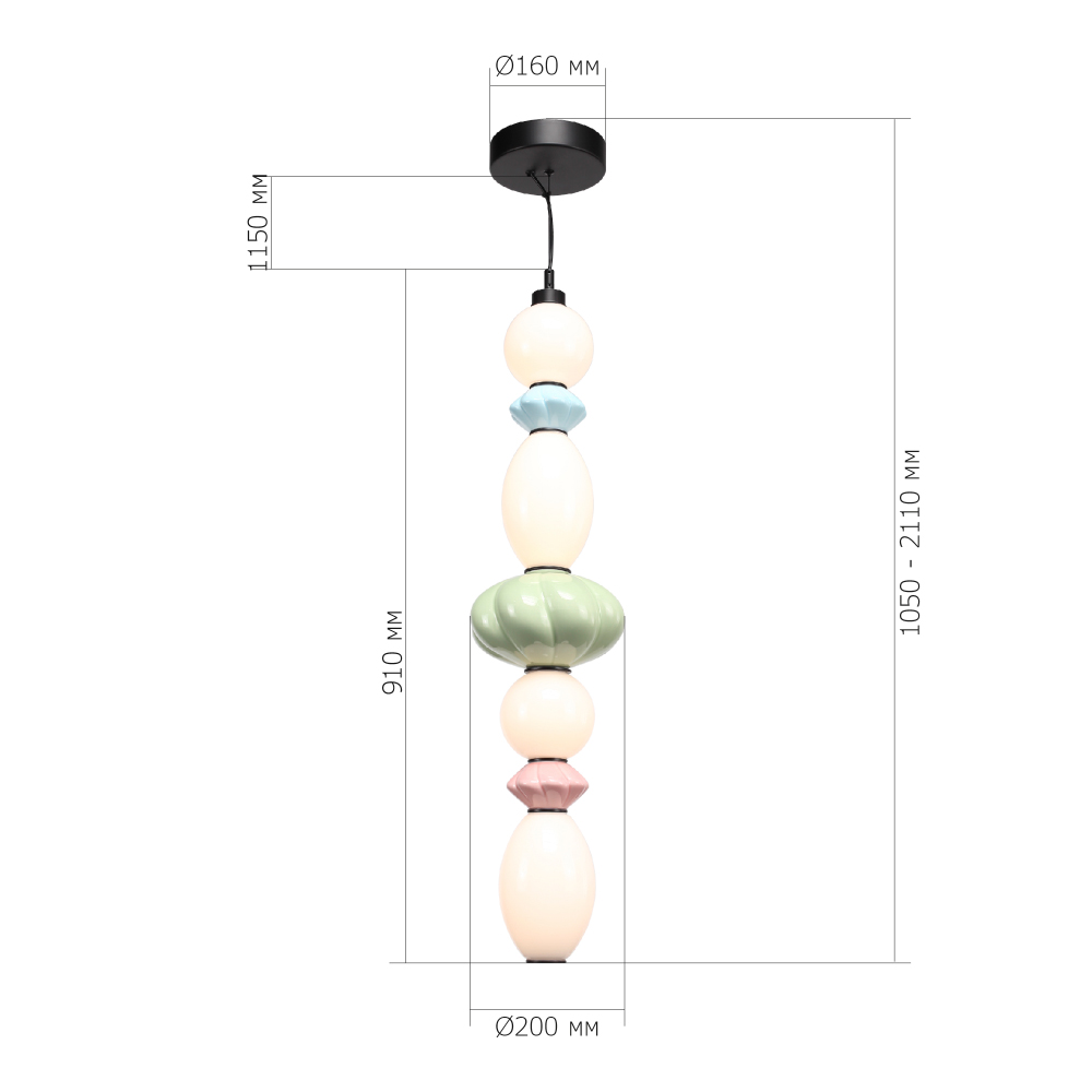 Подвесной светильник фигурный с керамическими элементами 32W LED Fragrant Light в Омске