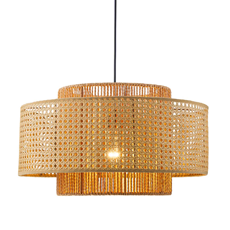 Подвесной светильник с абажуром из плтеного бамбука Light Inside the Cell Бежевый Черный в Омске | Loft Concept 