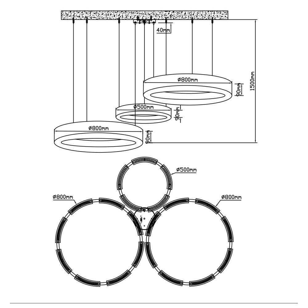 Люстра подвесная с 3-мя кольцами из натурального камня Golden Alavastor в Омске