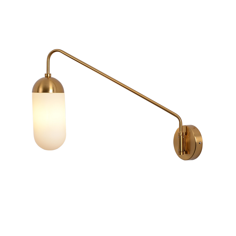 Бра Pelle Sconce, Long Gooseneck Clear Shade Латунь Белый в Омске | Loft Concept 