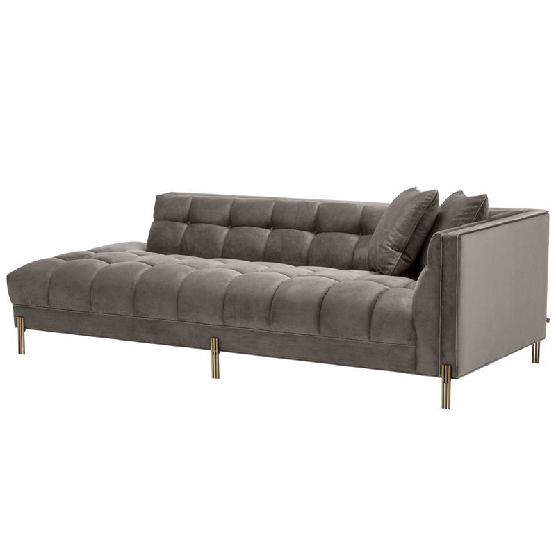 Кушетка Eichholtz Lounge Sofa Sienna Right Серый Матовая латунь в Омске | Loft Concept 