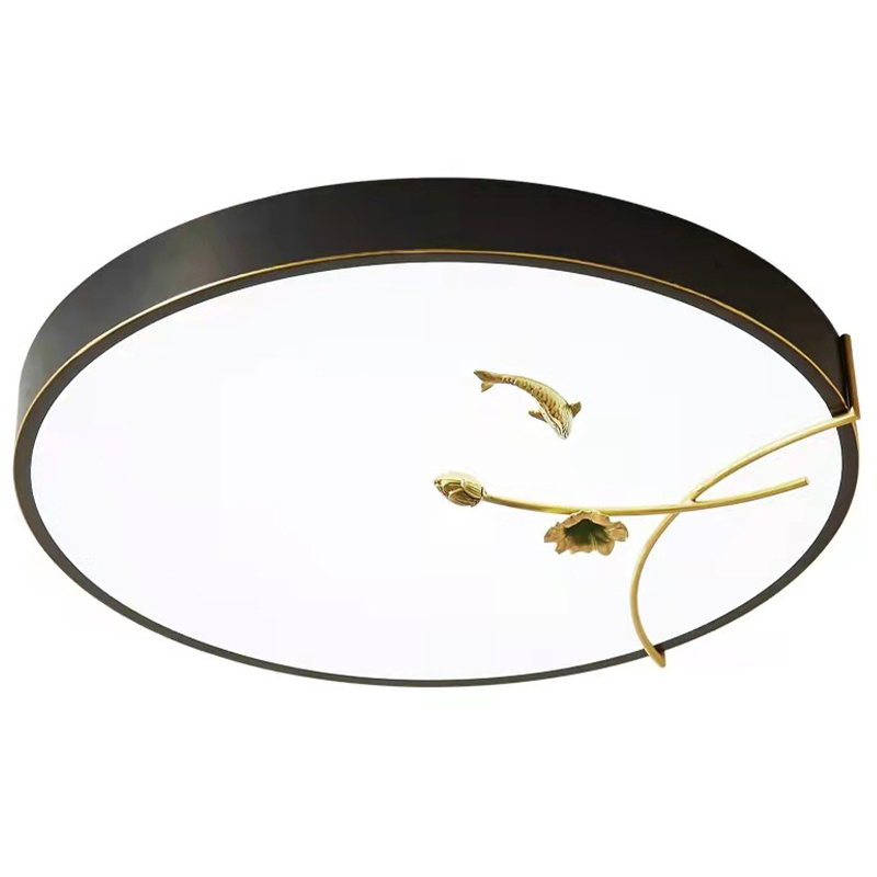 Круглый потолочный светильник Gold Fish Round Ceiling Lamp Black Черный Черный Белый Зеленый в Омске | Loft Concept 