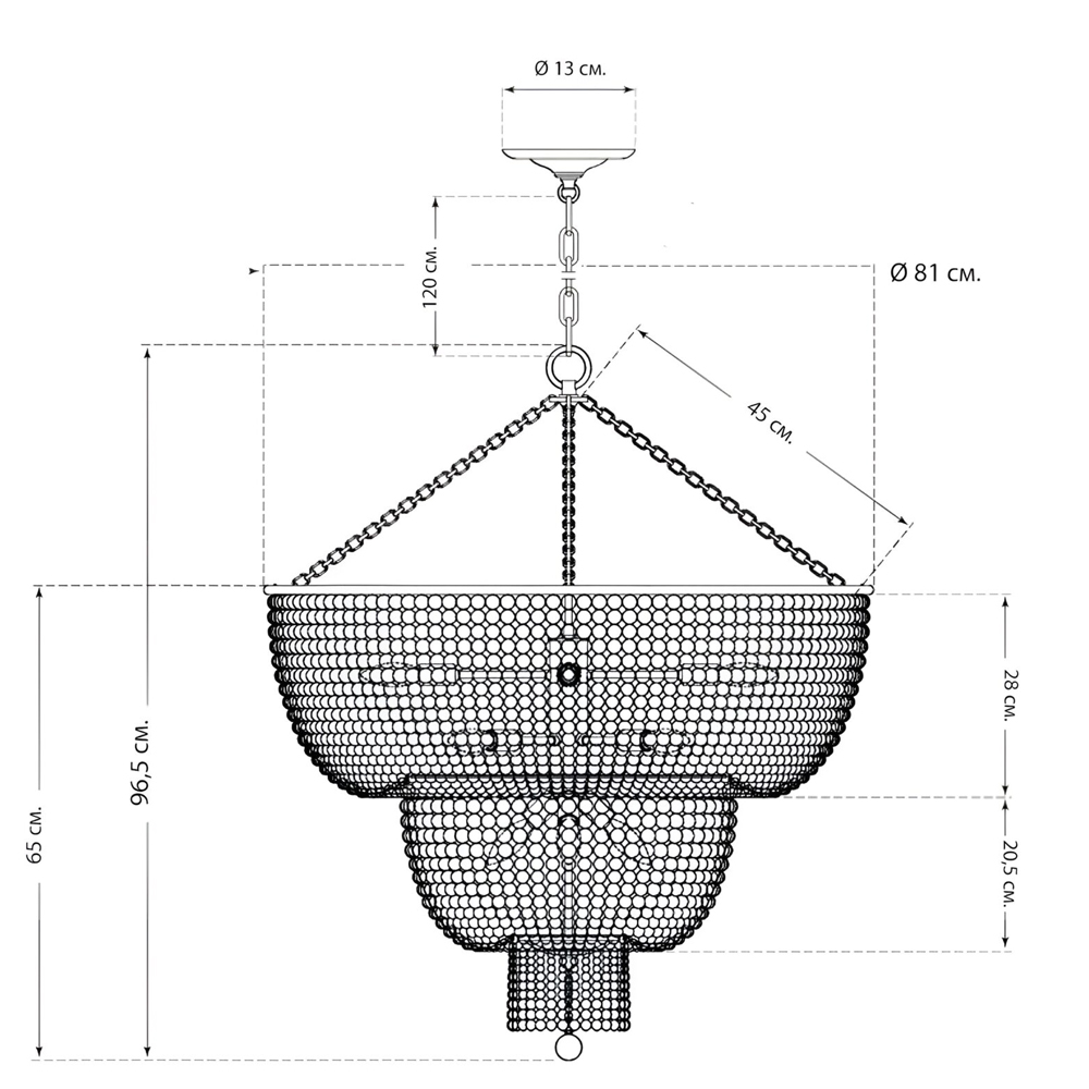 Люстра двухъярусная со стеклянными бусами Glass Bead Chandelier в Омске