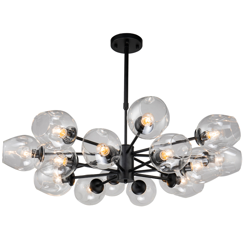 Люстра Branching Bubble Chandelier black 16 Черный Прозрачный в Омске | Loft Concept 