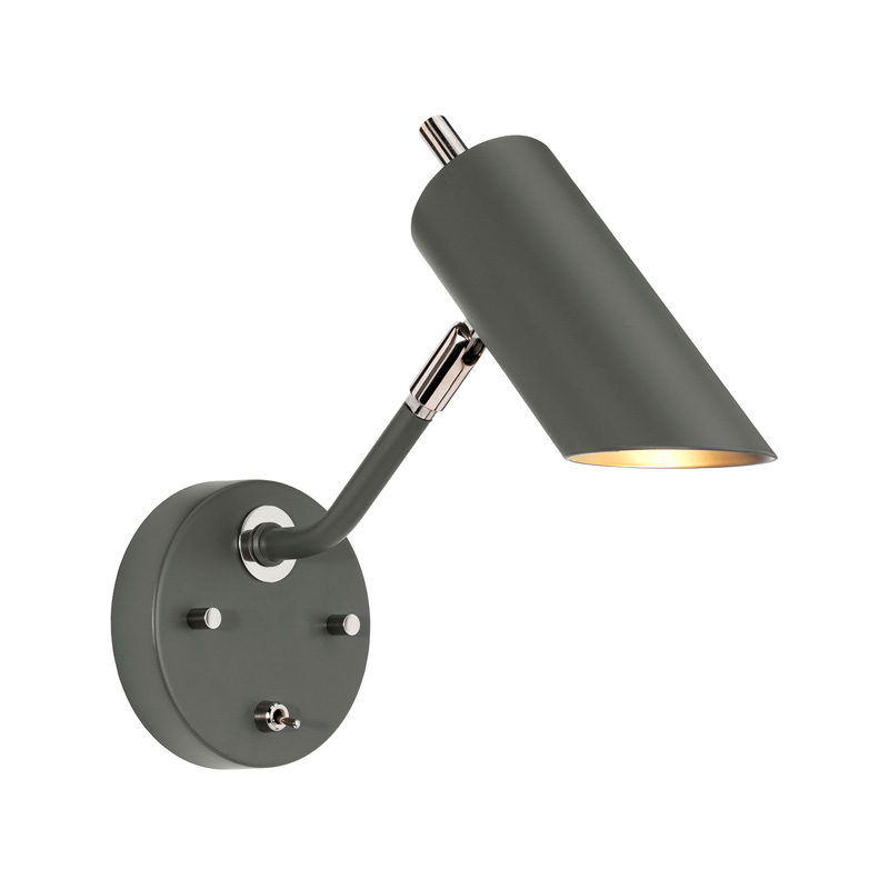 Бра с цилиндрическим плафоном и круглым основанием с выключателем Elstead Lighting Никель Серый в Омске | Loft Concept 