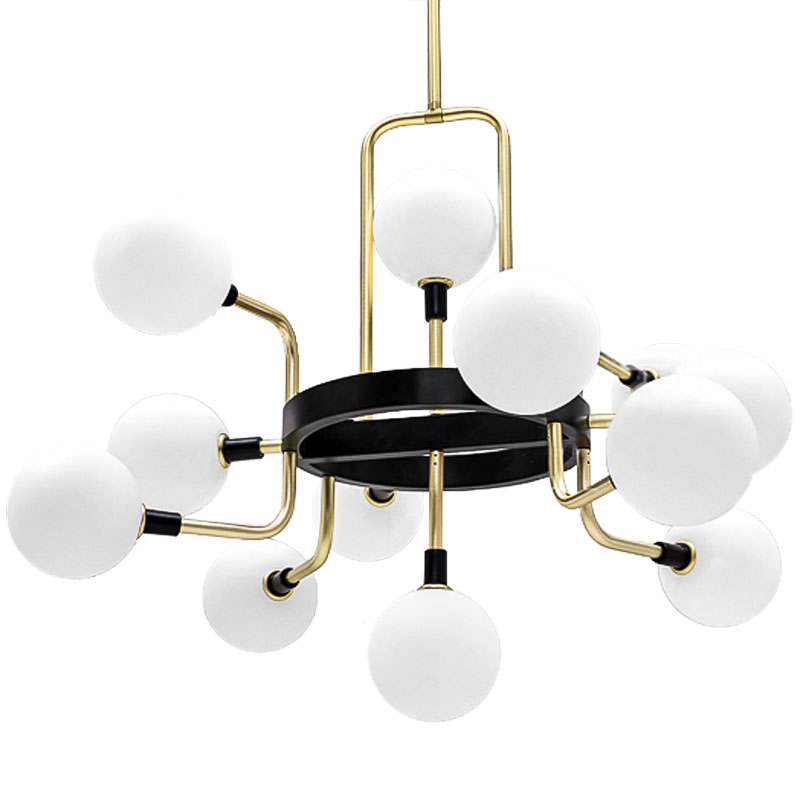 Люстра TECH Lighting Viaggio Chandelier 12 Черный Белый Глянцевое золото в Омске | Loft Concept 