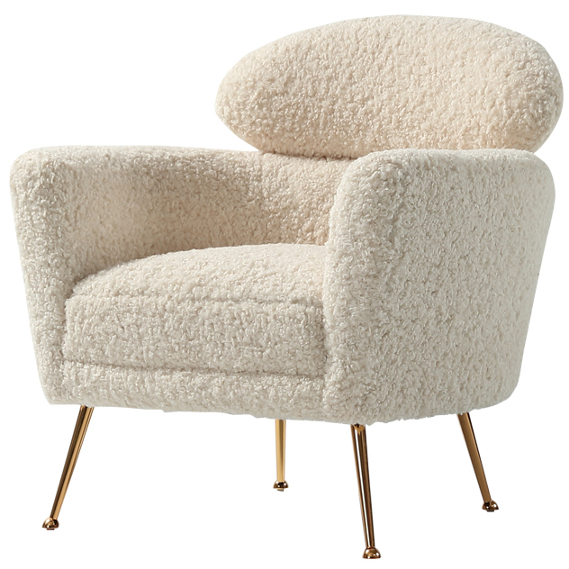 Кресло Milk Boucle Chair Молочный Золотой в Омске | Loft Concept 