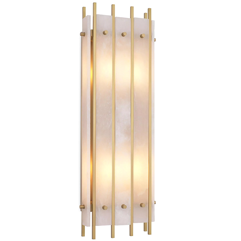 Бра Eichholtz Wall Lamp Sparks L Alabaster Латунь Бежевый Белый Мрамор Bianco в Омске | Loft Concept 