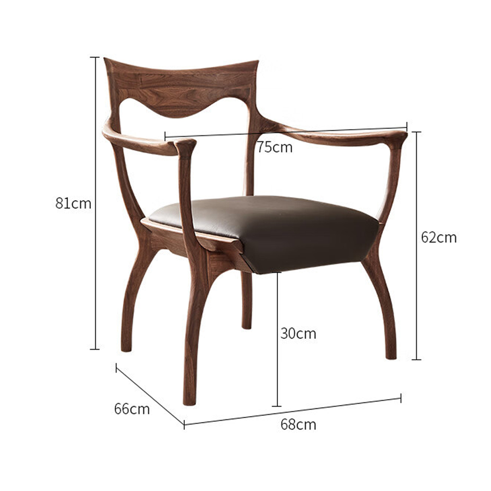 Стул деревянный с мягким сиденьем из коричневой натуральной кожи Moon Walnut Furniture Стул деревянный с мягким сиденьем из коричневой натуральной кожи Moon Walnut Furniture в Омске