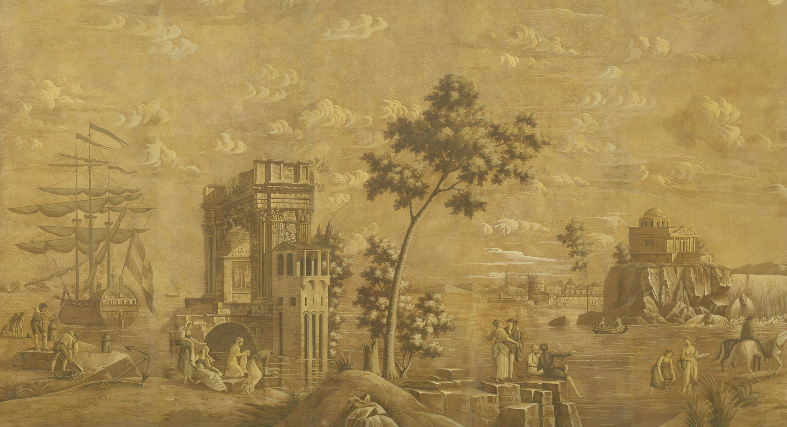 Обои ручная роспись Views of Italy Sepia Обои ручная роспись Views of Italy Sepia - постер Loft-Concept в Омске