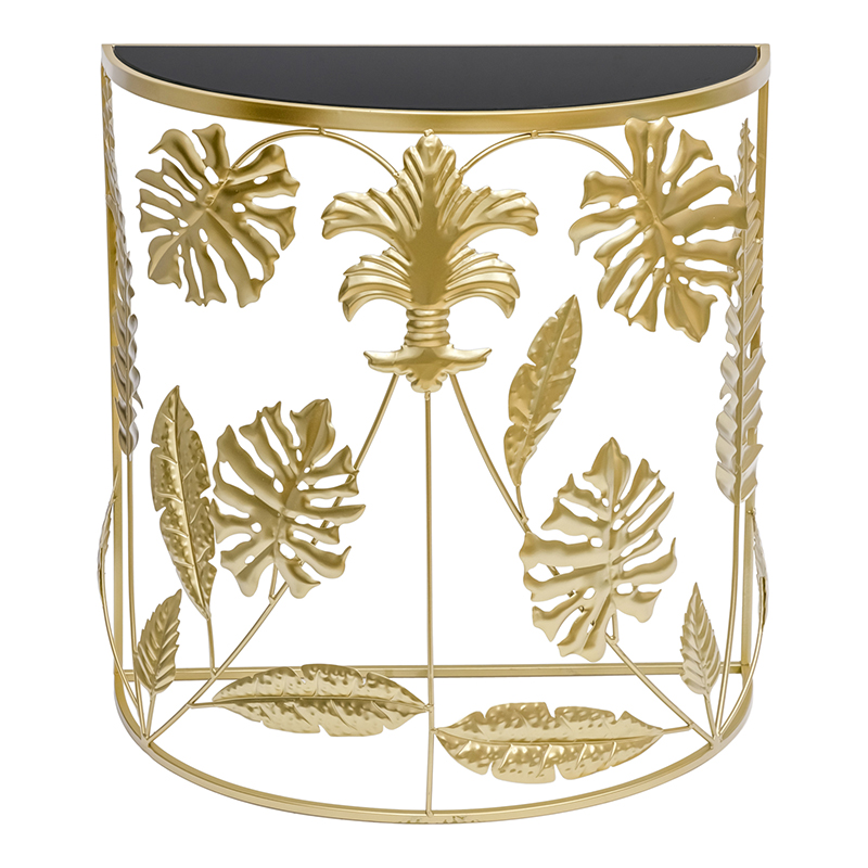 Консоль Tropical Gold Leaves Console Золотой Черный в Омске | Loft Concept 