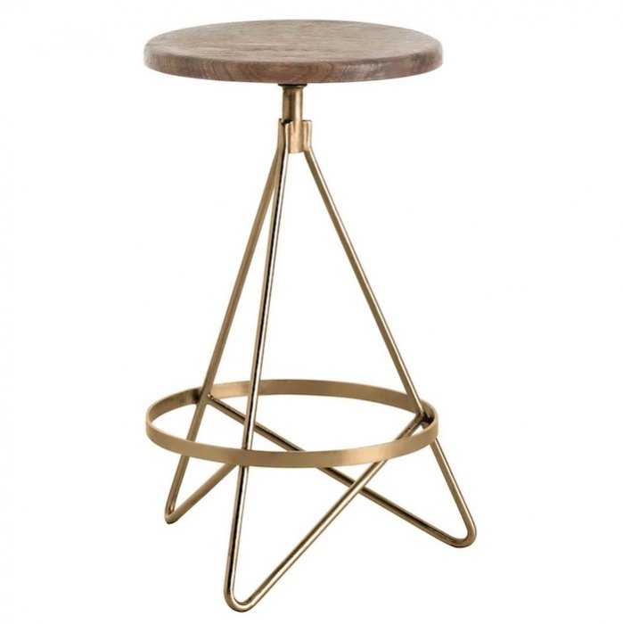 Барный стул Industrial Vintage Brass Iron Swivel Bar Stool Золотой Коричневый в Омске | Loft Concept 