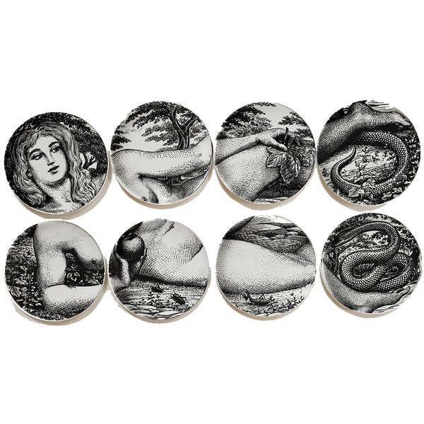 Тарелки FORNASETTI SET OF 8 "EVA" Черный в Омске | Loft Concept 